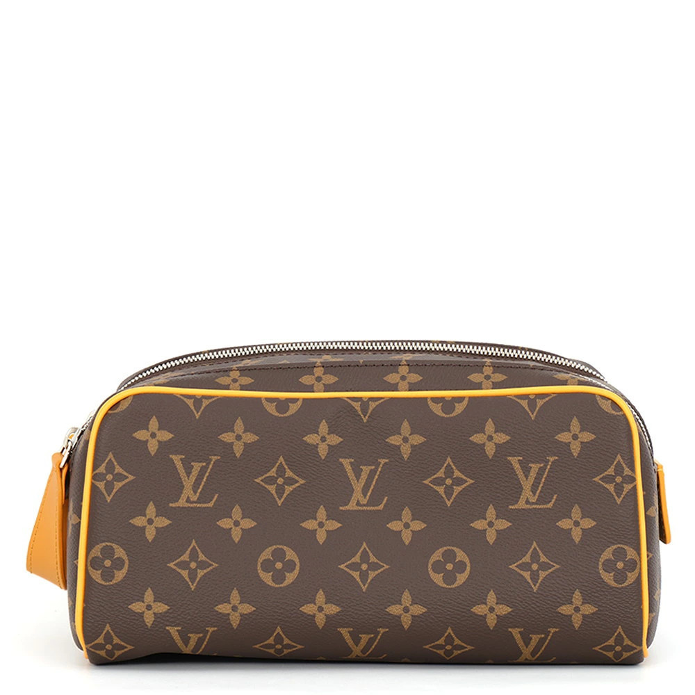 Louis Vuitton Monogram Dopp Top Handle Bag Canvas Leather Brown